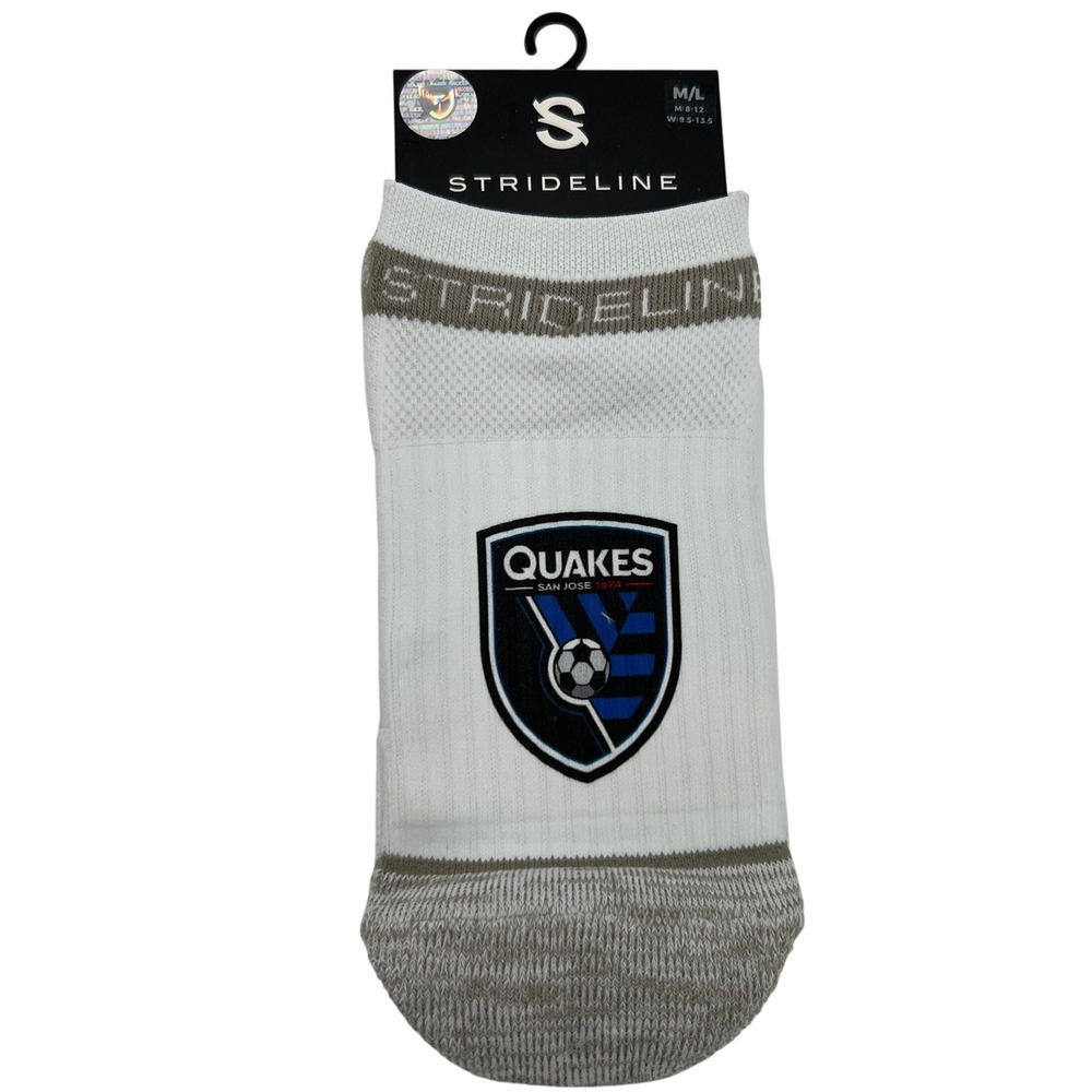 Strideline San Jose Earthquakes MLS Premium Low Socks White Gray Size M/L NEW
